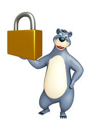 Bear cartoon character with lock