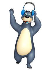 Bear cartoon character with head phone