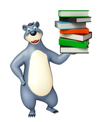 cute Bear cartoon character with book stack