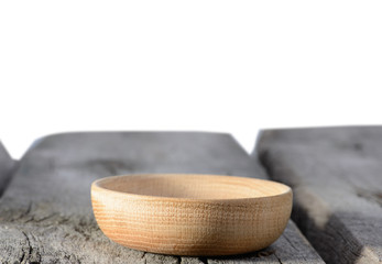 Wooden plate on the table