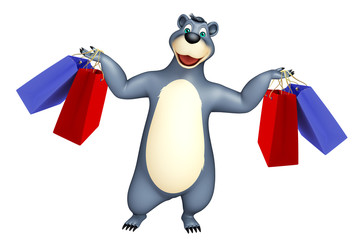 Bear cartoon character with shopping bag