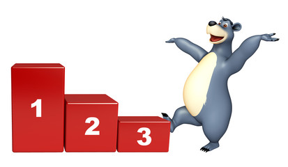 cute Bear cartoon character with level