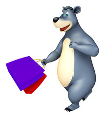 Bear cartoon character with shopping bag