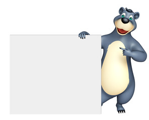 cute Bear cartoon character with white board