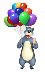 Bear cartoon character with balloon and ice cream