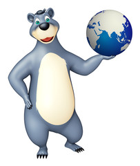Bear cartoon character with earth