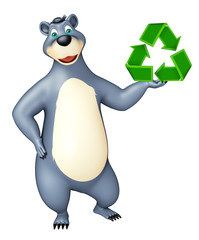 Bear cartoon character with recycle sign