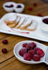 Breakfast. homemade pancakes with raspberry