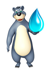Bear cartoon character with water drop