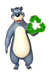 Bear cartoon character with recycle sign