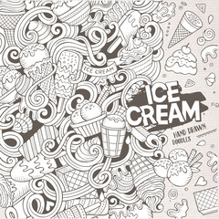 Cartoon hand-drawn doodles Ice Cream illustration
