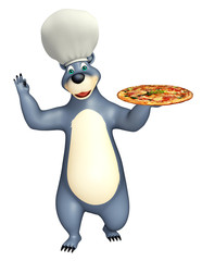 fun Bear cartoon character with pizza
