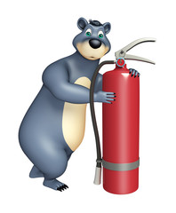 Bear cartoon character  with fire extinguisher