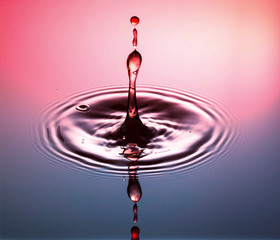 Water drop photography, one or two drops of water dropped from height into water and captured as they hit the water or collide with each other.
