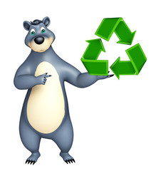 Bear cartoon character with recycle sign