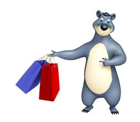 Bear cartoon character with shopping bag