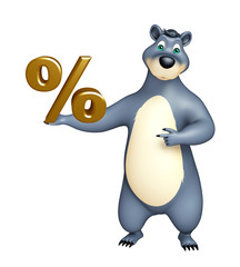 Bear cartoon character with percentage sign