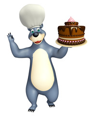 cute Bear cartoon character with cake