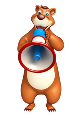 cute Bear cartoon character with loudspeaker