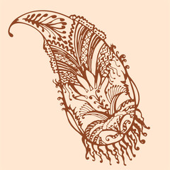 decorative floral element of beautiful paisley henna design Vector Illustration