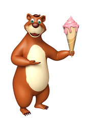 Naklejka premium cute Bear cartoon character with ice cream