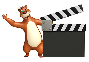 fun Bear cartoon character with clapper board