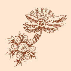 decorative floral element of beautiful paisley henna design Vector Illustration