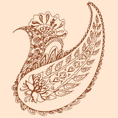 decorative floral element of beautiful paisley henna design Vector Illustration