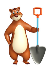cute Bear cartoon character with digging shovel