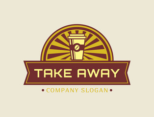Fototapeta premium Take away concept. Vector coffee logo.