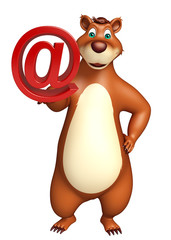 cute Bear cartoon character with at the rate sign