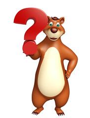 cute Bear cartoon character with question mark sign