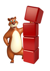 cute Bear cartoon character with level