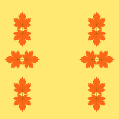 a border of maple leaves with place for text as a template on an orange background