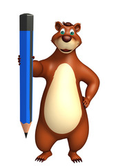 cute Bear cartoon character with pencil