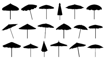 parasol silhouettes - obrazy, fototapety, plakaty