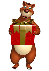 cute Bear cartoon character with gift box