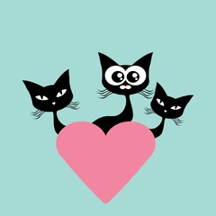 Black cat with hearts