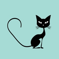 Black cat with hearts