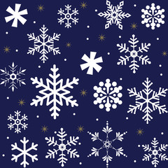 Seamless snowflakes pattern with navy ground