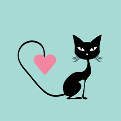 Black cat with hearts