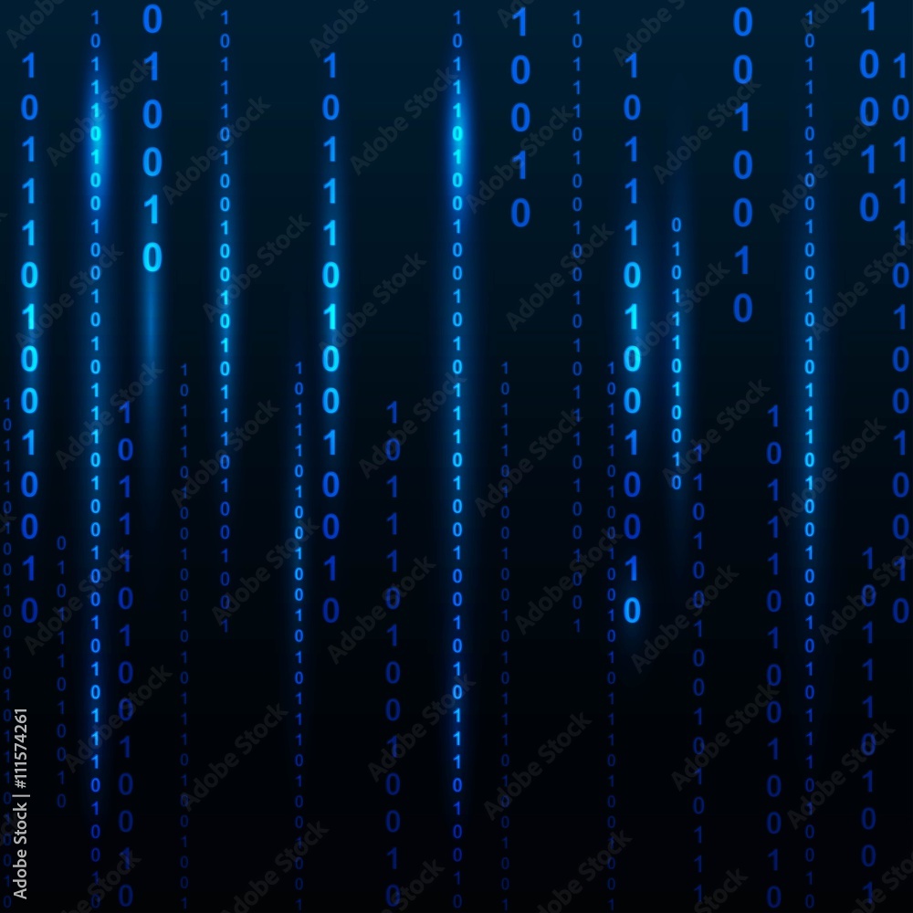 Aufkleber Blue screen computer binary code listing table background