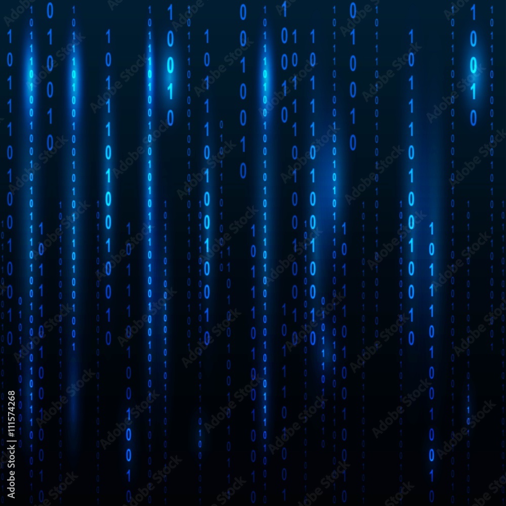 Aufkleber Blue screen computer binary code listing table background