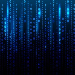 Blue screen computer binary code listing table background - 111574276