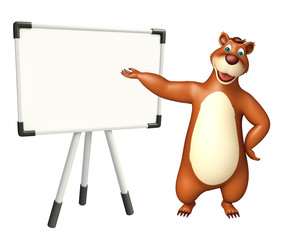 cute Bear cartoon character with white board