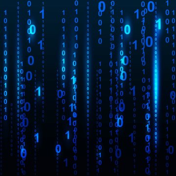 Blue screen computer binary code listing table background