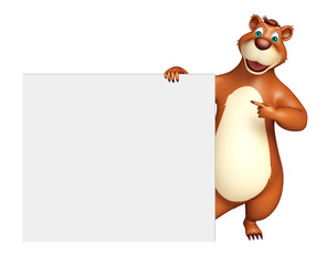 cute Bear cartoon character with white board