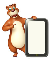 fun Bear cartoon character with mobile