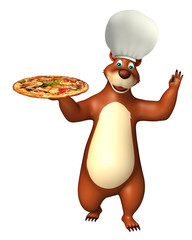 fun Bear cartoon character with pizza