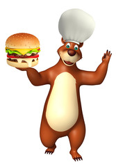 cute Bear cartoon character with burger